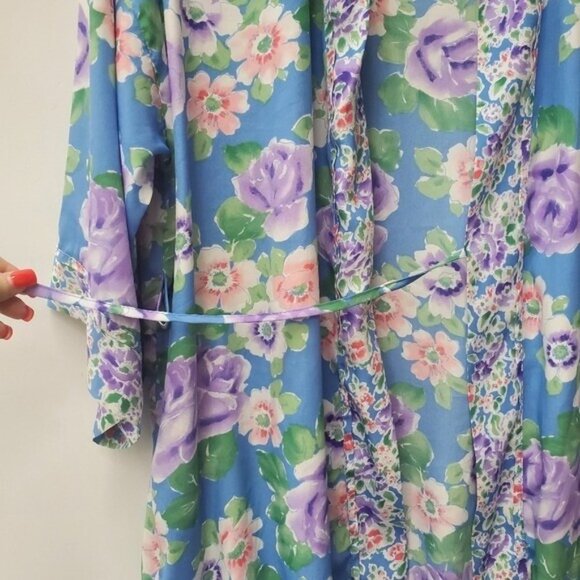 VINTAGE 90's Victoria's Secret Kimono Robe Duster Floral Print Y2K - Picture 7 of 10